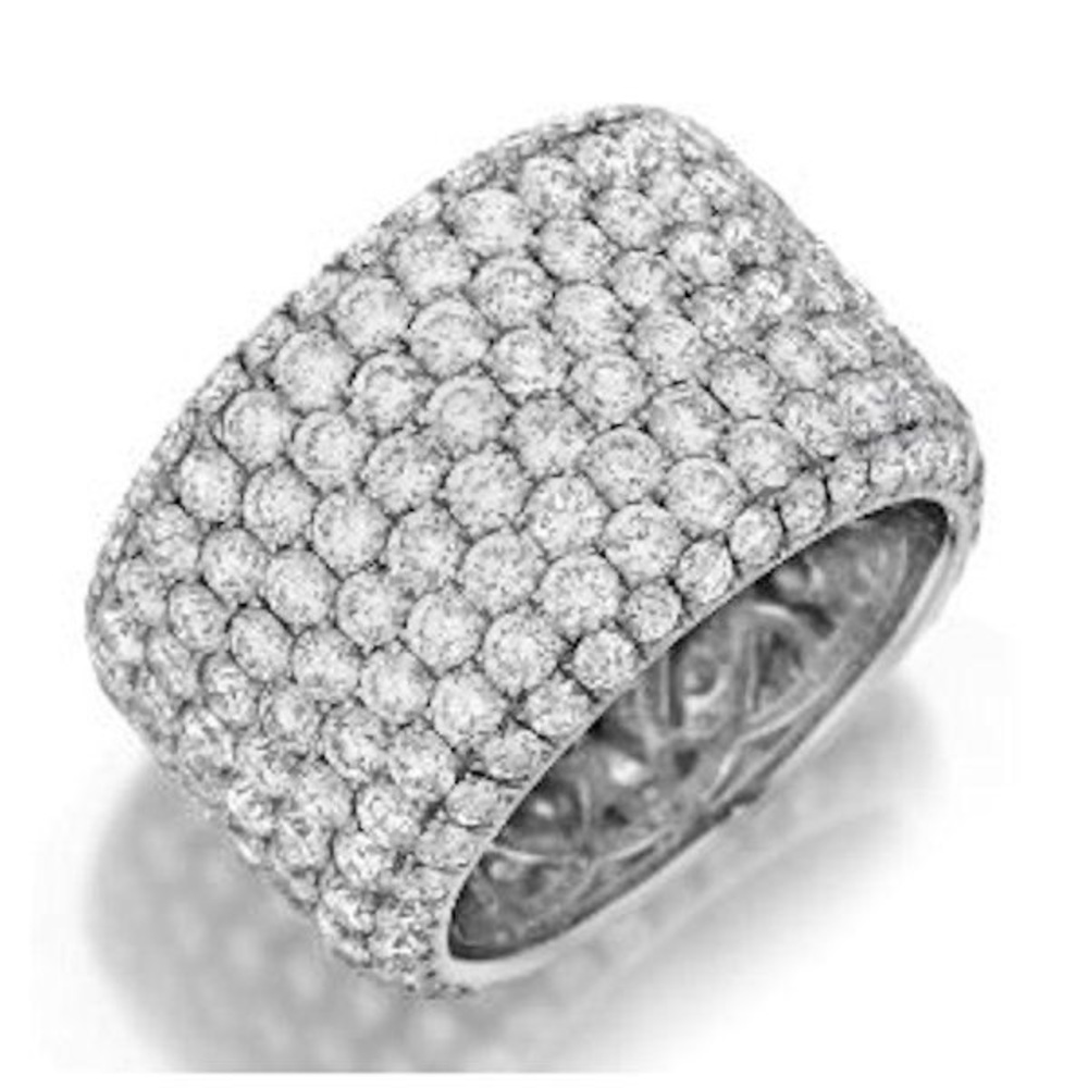 Henri Daussi Platinum 8 Row Pave Full Eternity Diamond Band